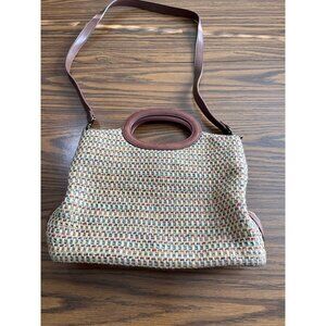 Fossil short handle woven bag with removable shoulder strap